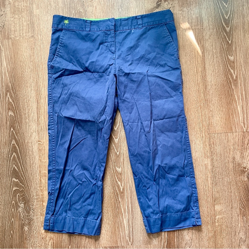 Lilly Pulitzer Navy Blue Chino Capri Pants 14